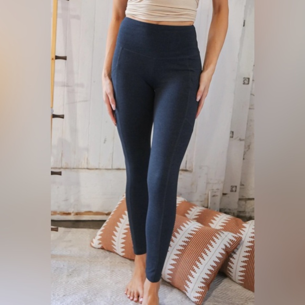 CHARCOAL BETTER COTTON WIDE WAISTBAND POCKETED LEGGINGS